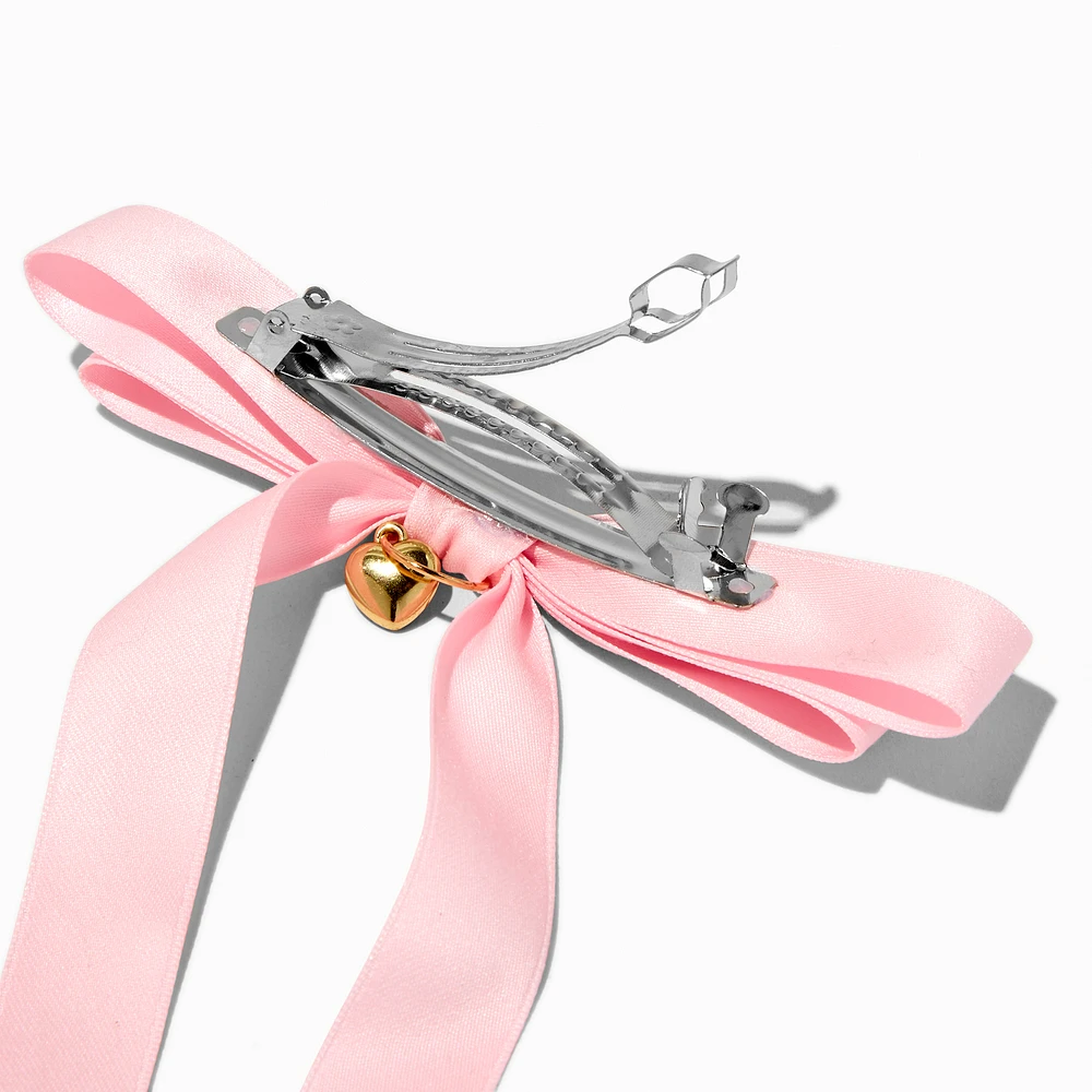 T H E M E x Claire's Long Tail Gold-tone Heart Charm Hair Bow Clip
