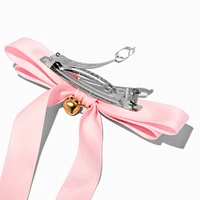 T H E M E x Claire's Pink Long Tail Gold-tone Heart Charm Hair Bow Clip