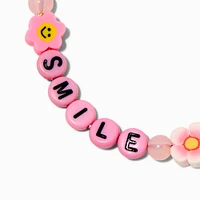 Pink "Smile" Happy Face Adjustable Bracelet