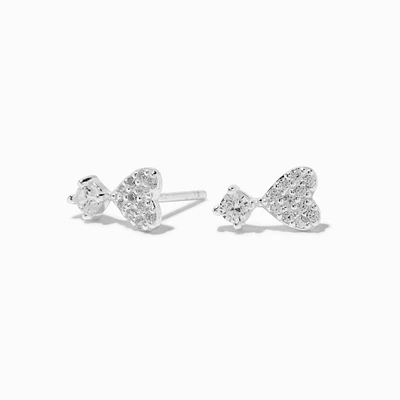 C LUXE by Claire's Sterling Silver Cubic Zirconia Pavé Heart Stud Earrings