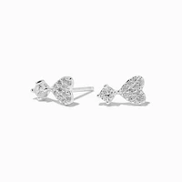 C LUXE by Claire's Sterling Silver Cubic Zirconia Pavé Heart Stud Earrings