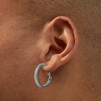 Silver Glitter 20mm Hoop Earrings