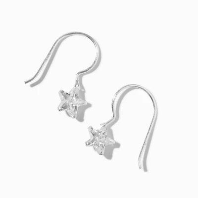 Sterling Silver Crystal Star Drop Earrings