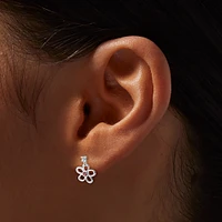 C LUXE by Claire's Sterling Silver Cubic Zirconia Pink Flower Drop Earrings