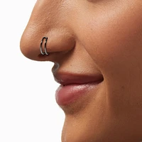 Silver-tone Stainless Steel Double Hoop Faux Nose Ring 