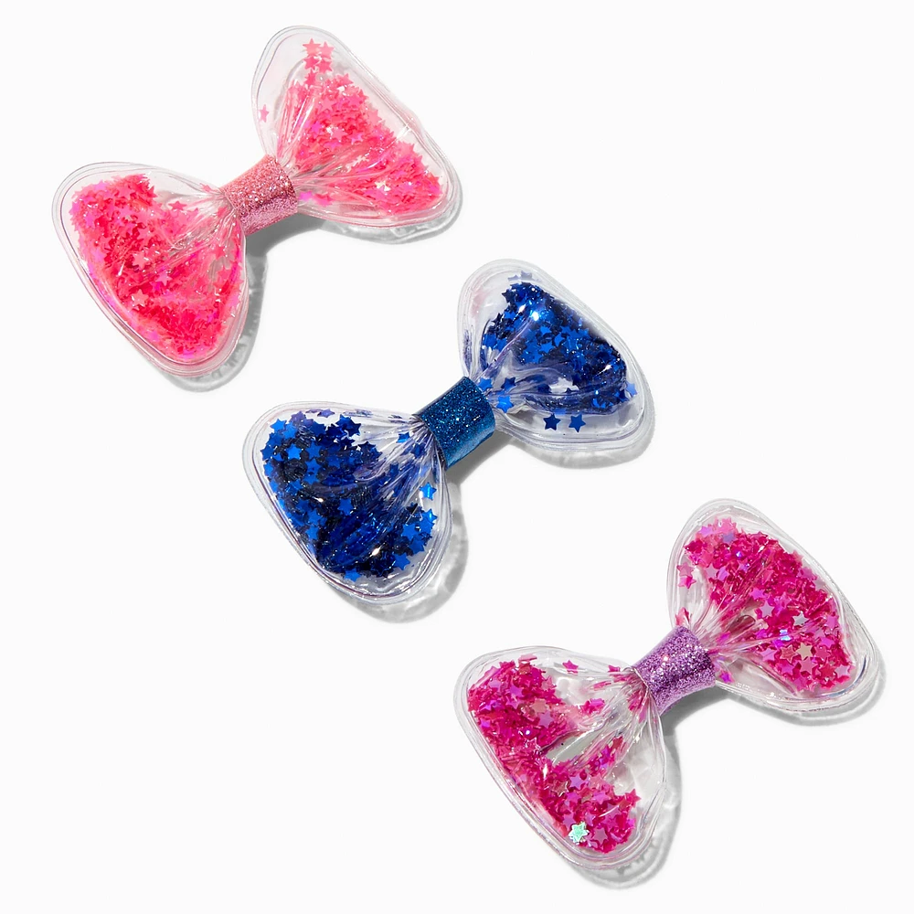 Claire's Club Star Confetti Shaker Hair Bow Clips - 6 Pack