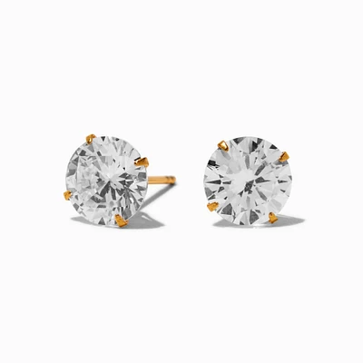C LUXE by Claire's Gold-tone Titanium Cubic Zirconia 8mm Round Stud Earrings