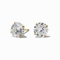 C LUXE by Claire's Gold-tone Titanium Cubic Zirconia 8mm Round Stud Earrings