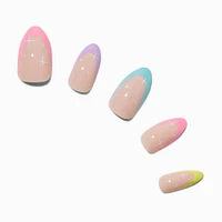 Rainbow French Tip Stars Stiletto Vegan Faux Nail Set - 24 Pack