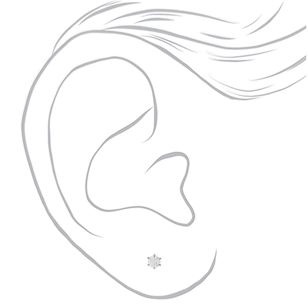 C LUXE by Claire's Silver-tone Titanium Cubic Zirconia 4mm Round Stud Earrings