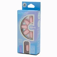 Pink Glazed Short Square Vegan Faux Nail Set - 24 Pack