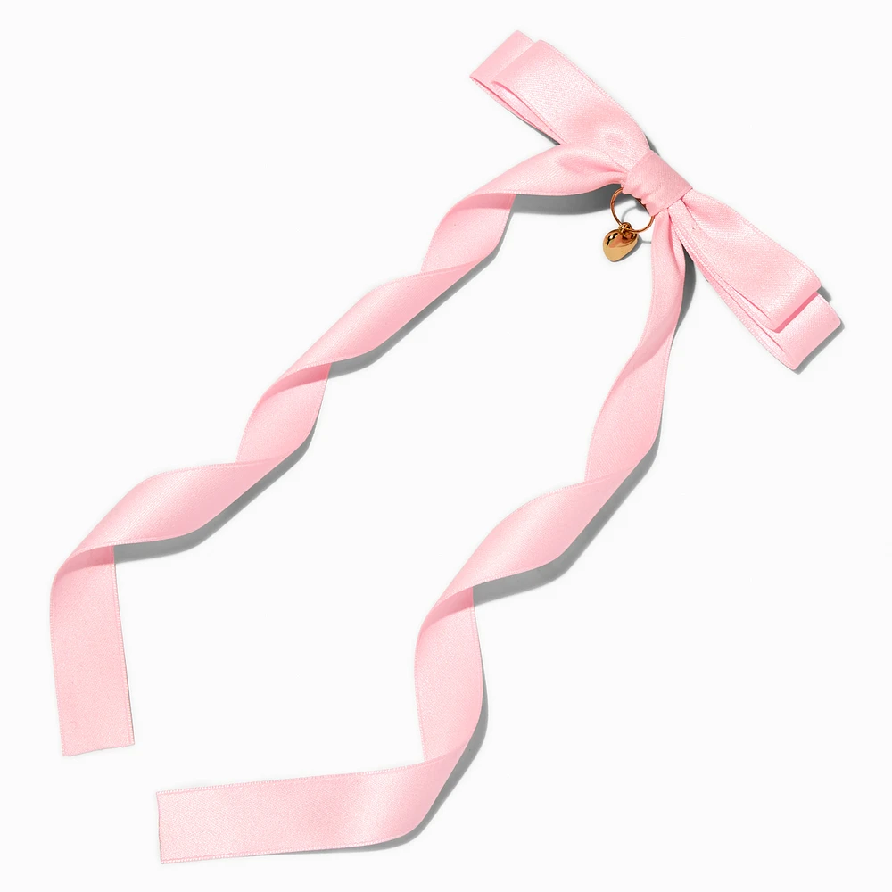 T H E M E x Claire's Long Tail Gold-tone Heart Charm Hair Bow Clip