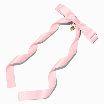 T H E M E x Claire's Long Tail Gold-tone Heart Charm Hair Bow Clip
