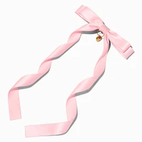 T H E M E x Claire's Pink Long Tail Gold-tone Heart Charm Hair Bow Clip