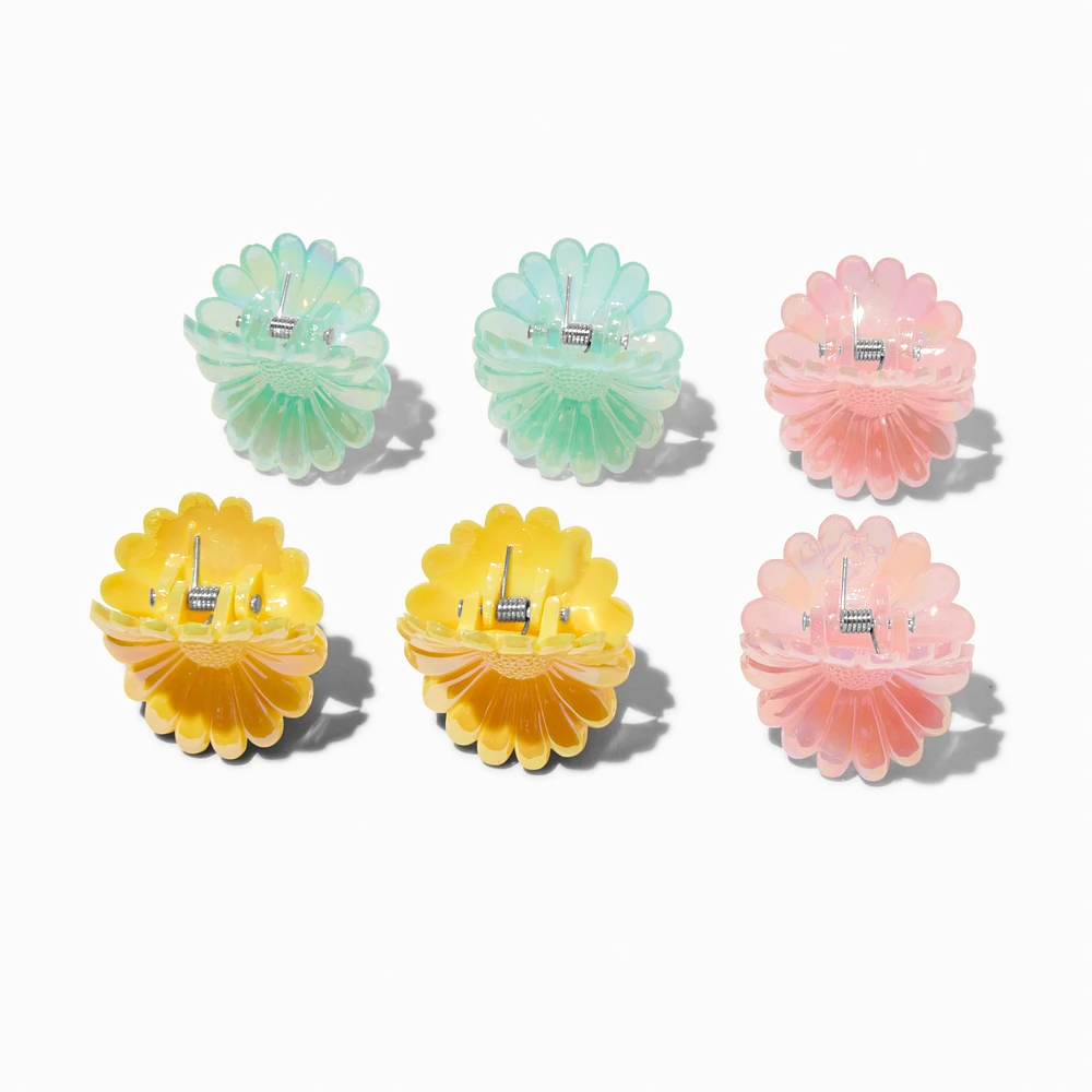 Yellow, Blue & Pink Sunflower Hair Claws - 6 Pack