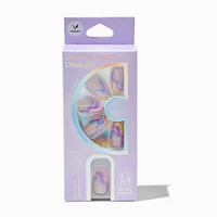 Rainbow Swirl Almond Vegan Faux Nail Set - 24 Pack