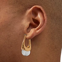 Gold-tone Clear Lucite Oblong Hoop Earrings