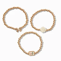 Gold-tone Uptown Stretch Bracelets - 3 Pack