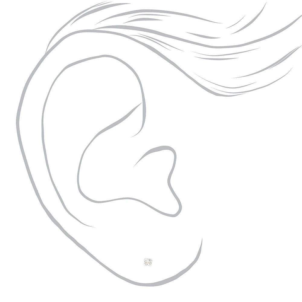 C LUXE by Claire's Sterling Silver Cubic Zirconia 2mm Round Stud Earrings 