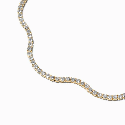 Gold-tone Cubic Zirconia Wiggle Tennis Bracelet