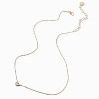 Gold-tone Cubic Zirconia Heart Pendant Necklace
