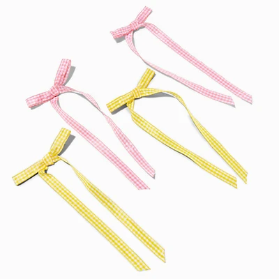 Claire's Club Gingham Hair Bow Clips - 4 Pack