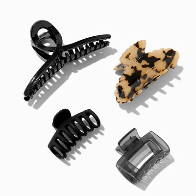 Black & Tortoiseshell Textured Hair Claws - 4 Pack