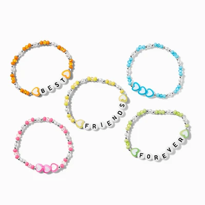 Best Friends Neon Heart Seed Bead Stretch Bracelets - 5 Pack