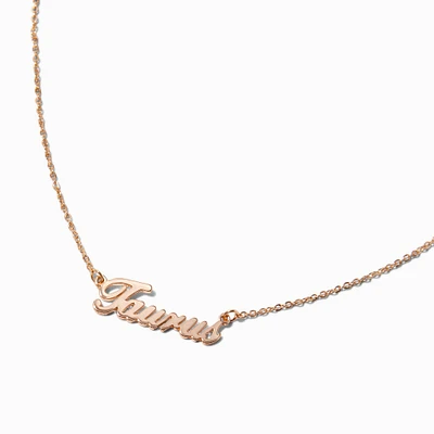 Gold-tone Script Zodiac Pendant Necklace - Taurus 