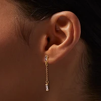 Gold-tone Baguette Chain Linear Drop Earrings