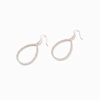 Rose Gold 2.5" Crystal Teardrop Drop Earrings