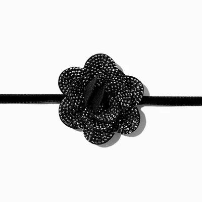 Black Pavé Rosette Choker Necklace