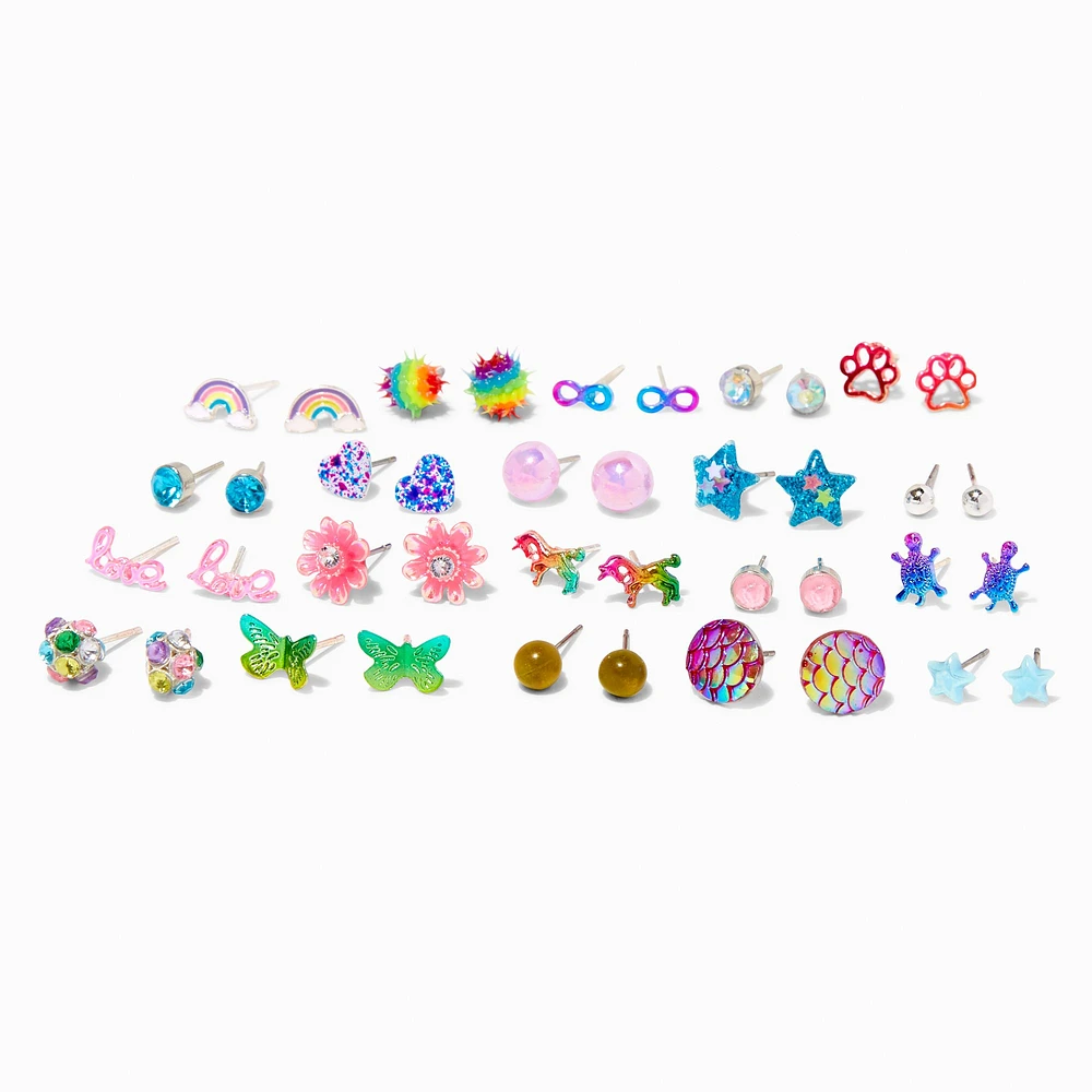 Rainbow Mix Stud Earrings - 20 Pack