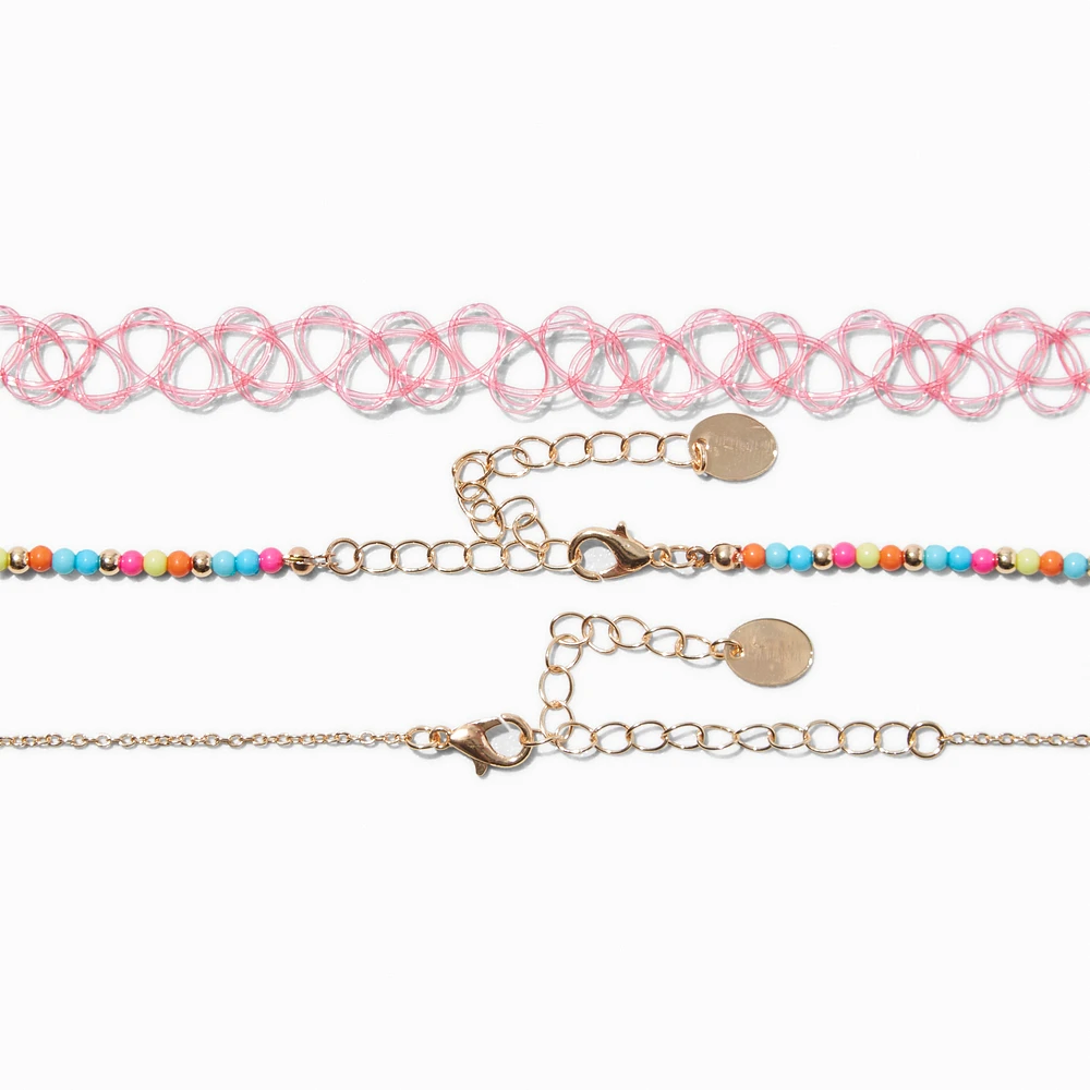 Aloha Beaded Choker Necklaces - 3 Pack