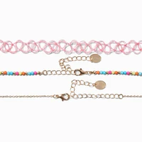 Aloha Beaded Choker Necklaces - 3 Pack