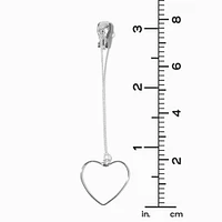 Silver-tone Linear Heart Clip-On Drop Earrings