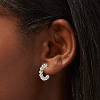 Gold-tone Pearl & Crystal Hoop Earring Stackables - 3 Pack 