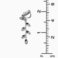 Silver-tone Crystal Vine 1.5" Clip-On Drop Earrings
