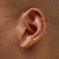 Gold-tone Stainless Steel Cubic Zirconia 18G Stud & Hoop Threadless Cartilage Earrings - 3 Pack
