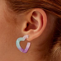 Purple & Blue Glitter Heart Hoop Earrings