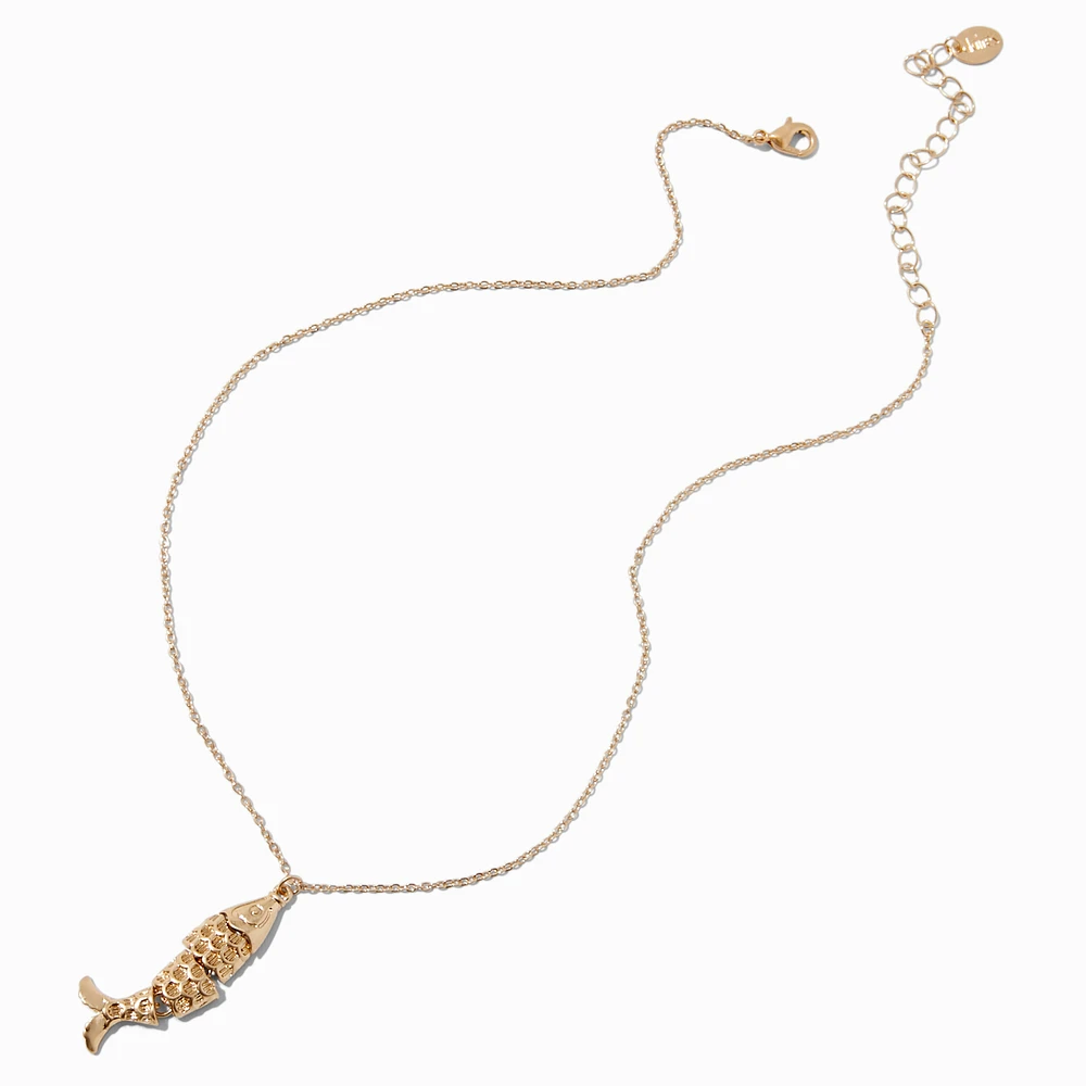 Gold-tone Articulated Fish Pendant Necklace