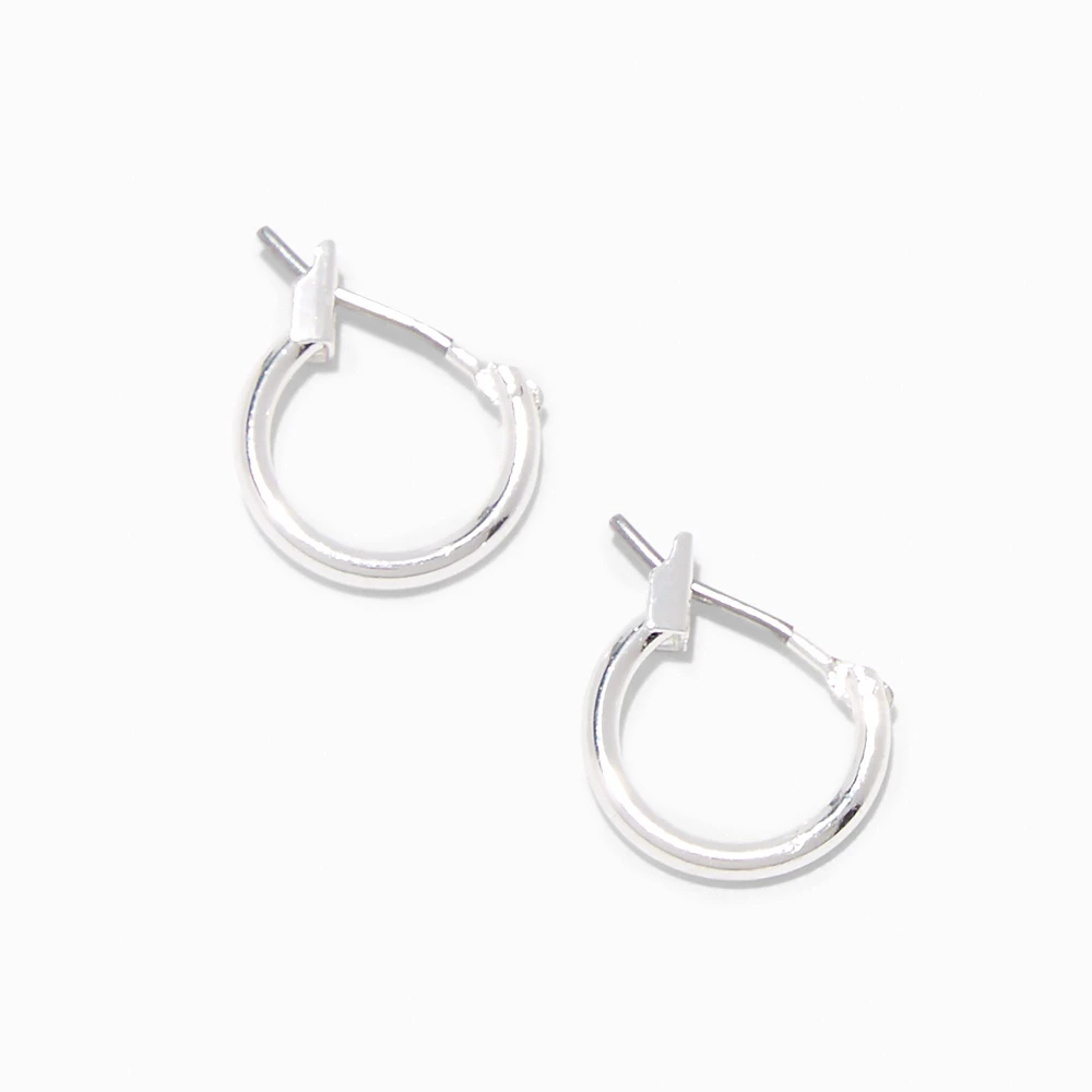 Silver-tone 10mm Mini Hoop Earrings