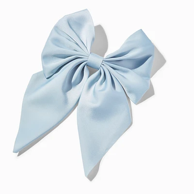 Light Blue Satin Hair Bow Clip