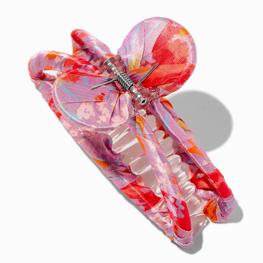 Coral Geometric Fabric Hair Claw