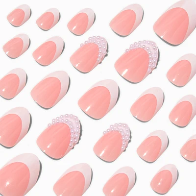 Pearl French Tip Stiletto Press On Vegan Faux Nail Set - 24 Pack