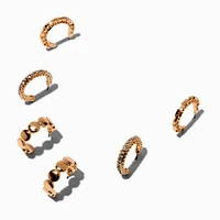 Gold-tone Chain, Crystal & Dot Earring Stackables Set - 3 Pack