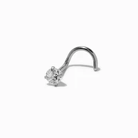 20G Silver-tone Stainless Steel Cubic Zirconia Threadless Nose Stud