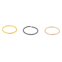 22G Mixed Metal Sterling Silver Hoop Nose Rings - 3 Pack