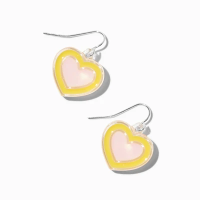 Pink & Yellow Heart Drop Earrings
