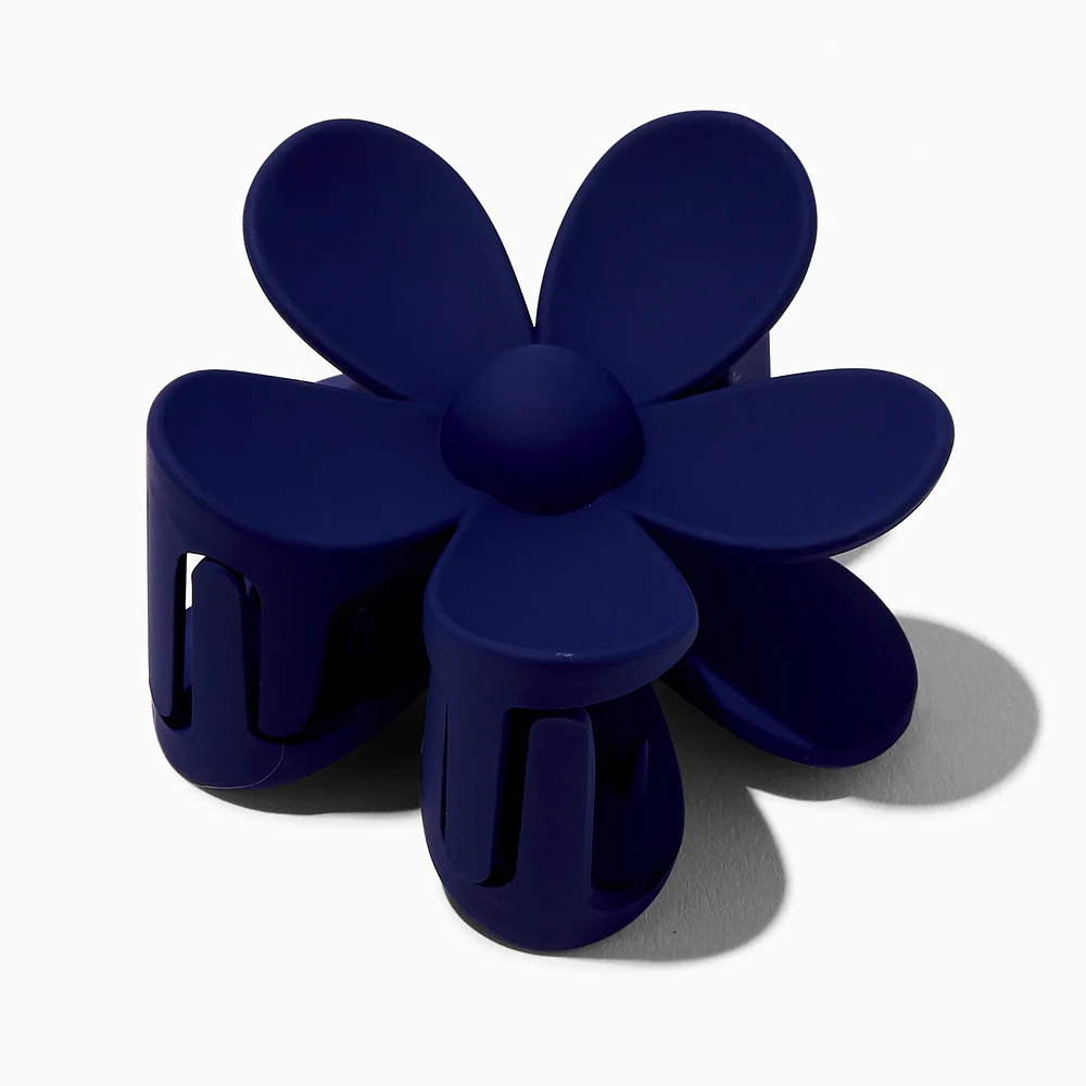 Navy Flower Medium Hair Claw